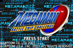 Mega Man Battle Chip Challenge title screen for GameBoy Advance